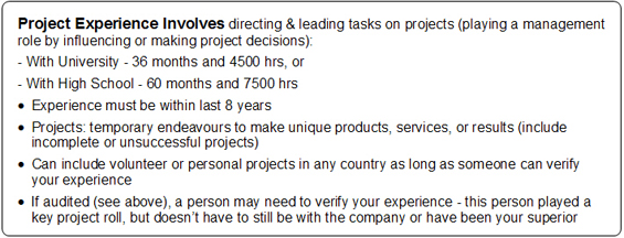 pmp work experience examples